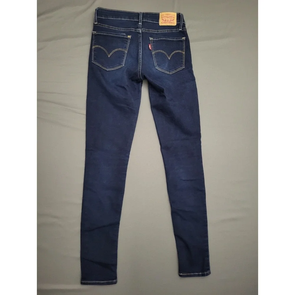 Levis 711 Skinny Jeans Womens 25 Dark Indigo Blue Wash Mid‎ Rise Stretch Denim